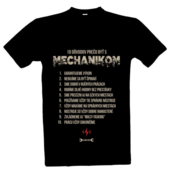 Tričko s potlačou 10 dôvodov prečo byť s mechanikom